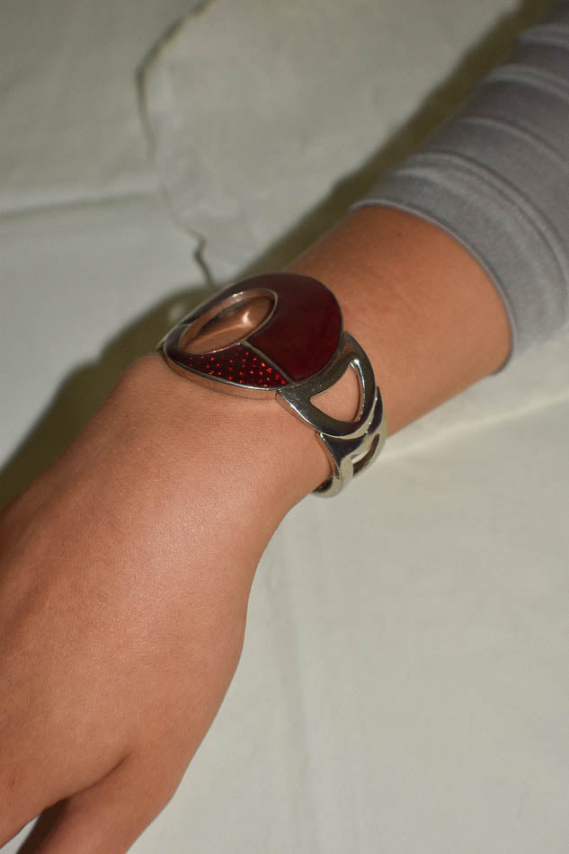 Cuff Bracelet in Red and Silver
