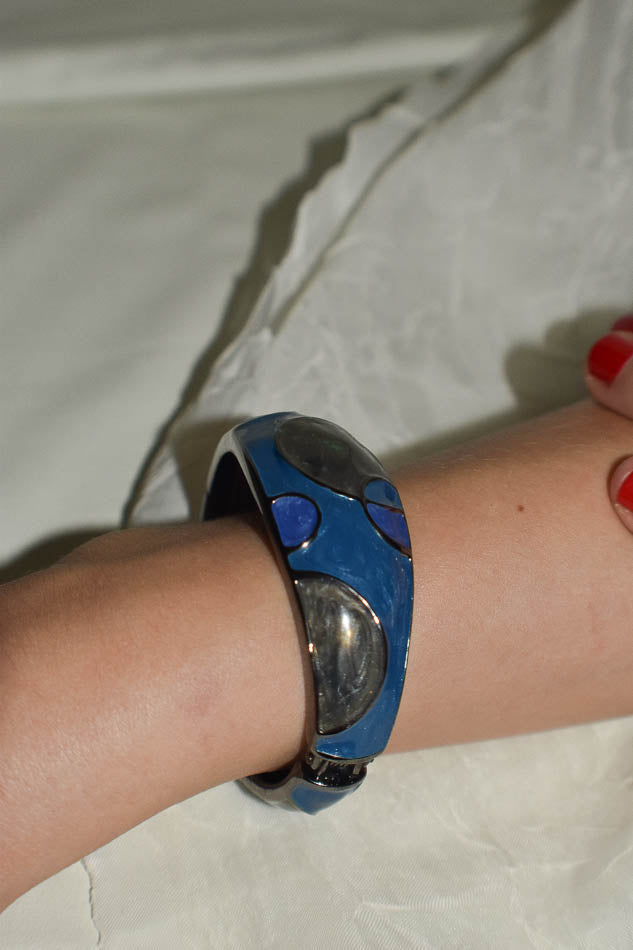 Art Deco Blue Hinged Bangle