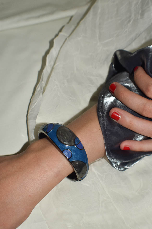 Art Deco Blue Hinged Bangle