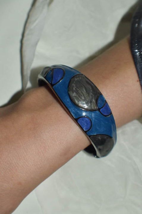 Art Deco Blue Hinged Bangle