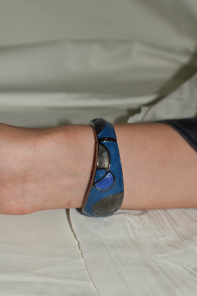 Art Deco Blue Hinged Bangle
