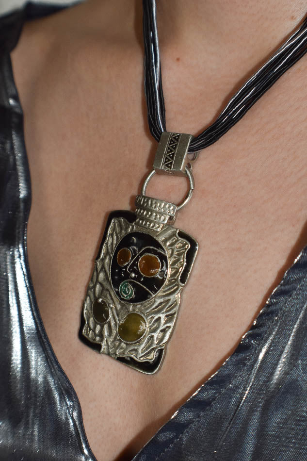 Abstract Face Pendant Necklace