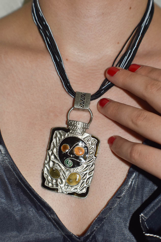 Abstract Face Pendant Necklace