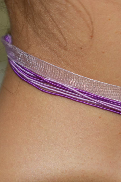 Purple and Pink Oval Pendant Necklace