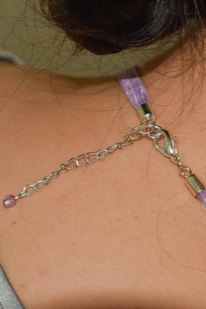 Purple and Pink Oval Pendant Necklace
