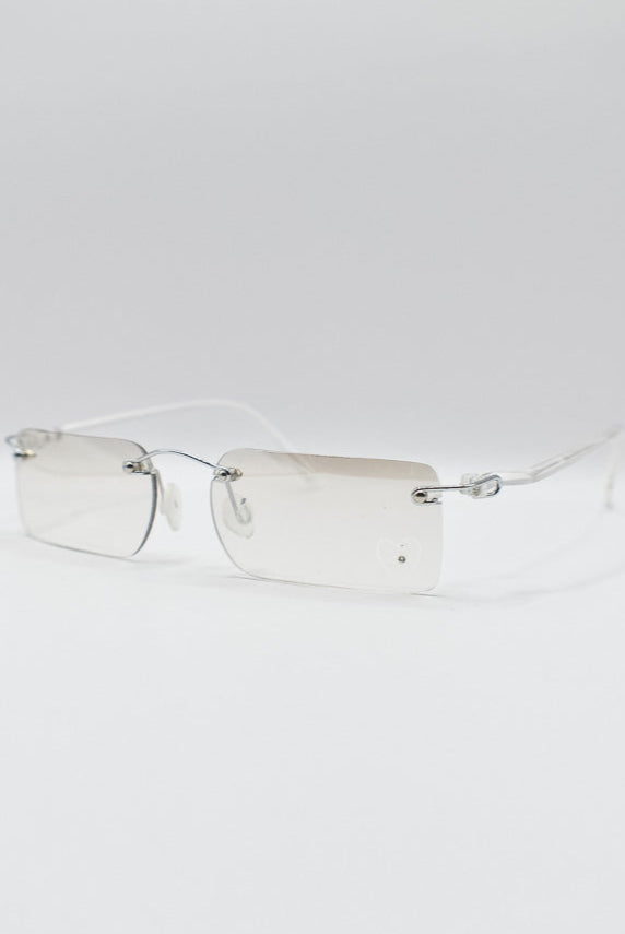 Rimless Vintage Sunglasses with Diamante Gem