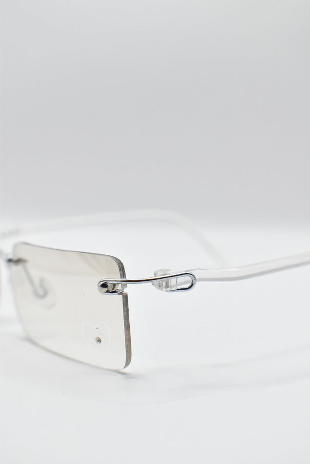 Rimless Vintage Sunglasses with Diamante Gem