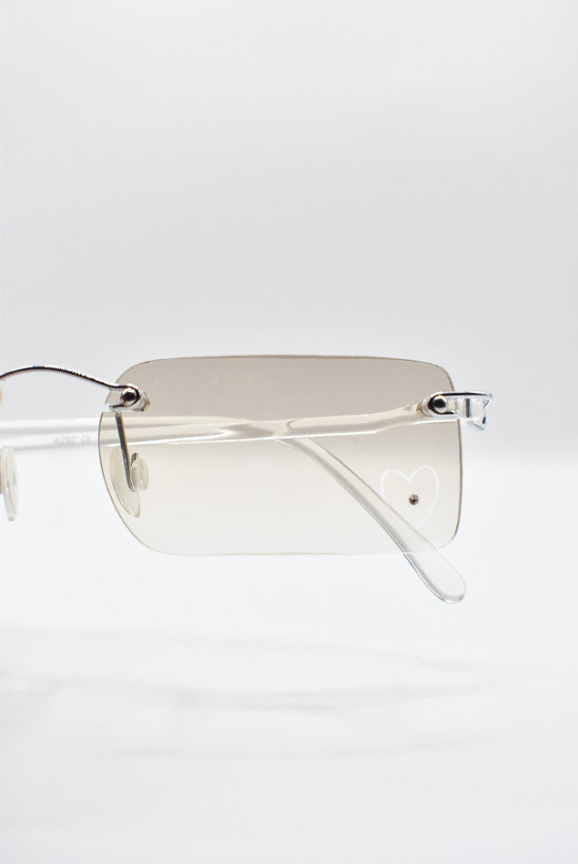 Rimless Vintage Sunglasses with Diamante Gem