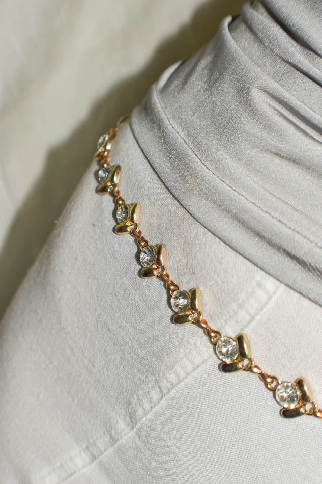 Floral Metal Belt with Gemstones