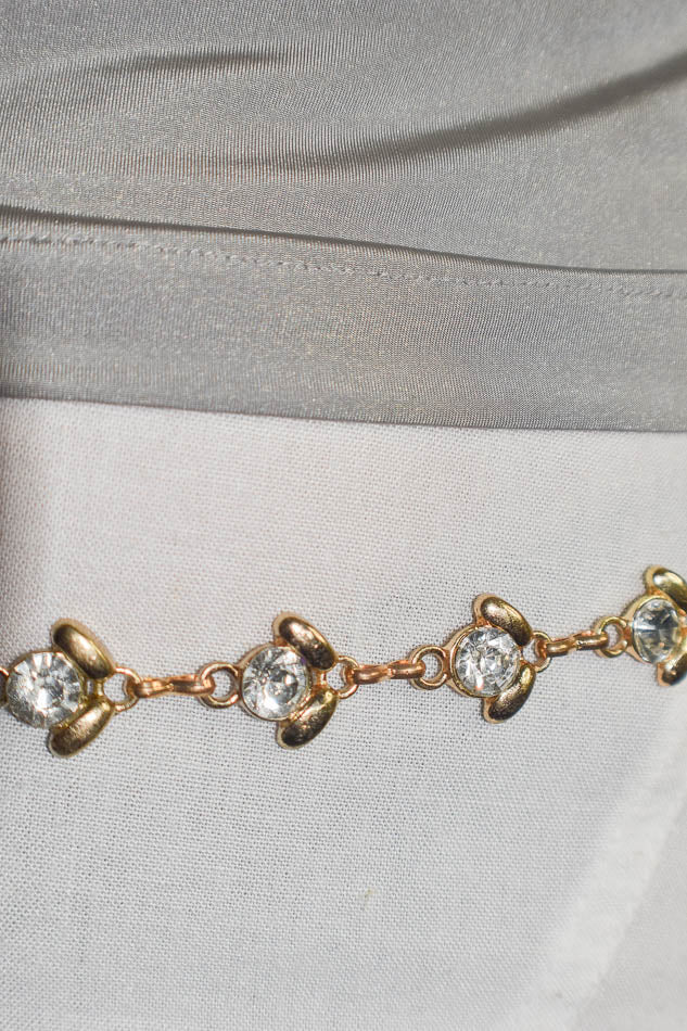 Floral Metal Belt with Gemstones