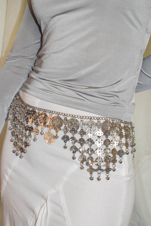 Coin Belt in Metallic Silver