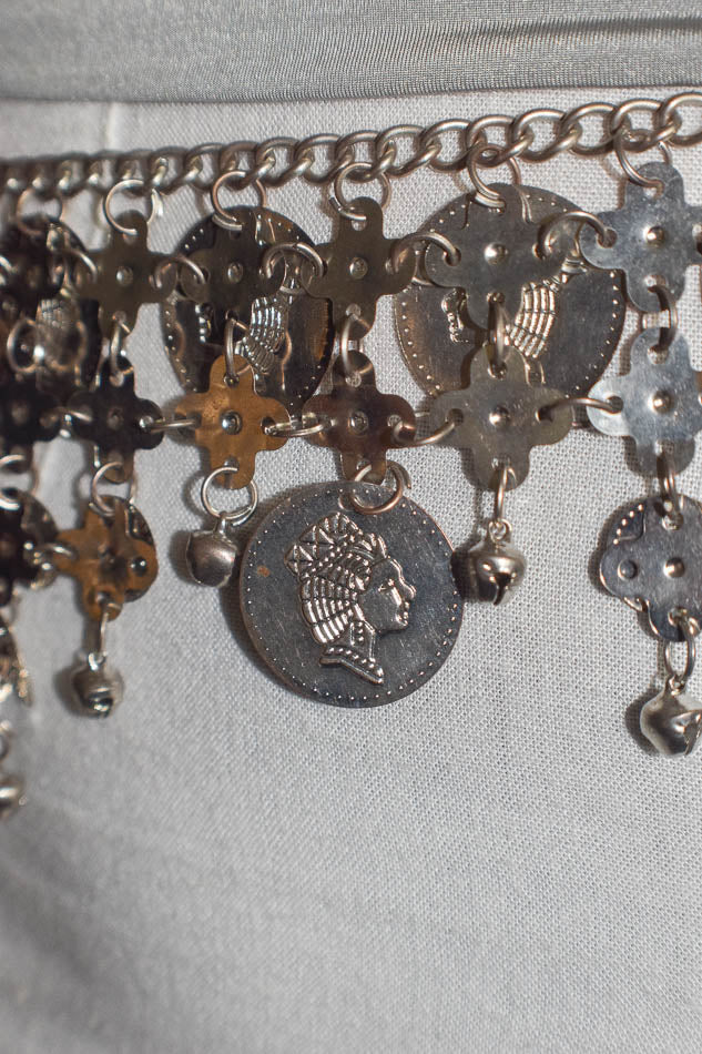 Coin Belt in Metallic Silver