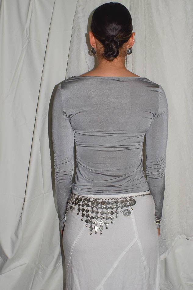 Coin Belt in Metallic Silver
