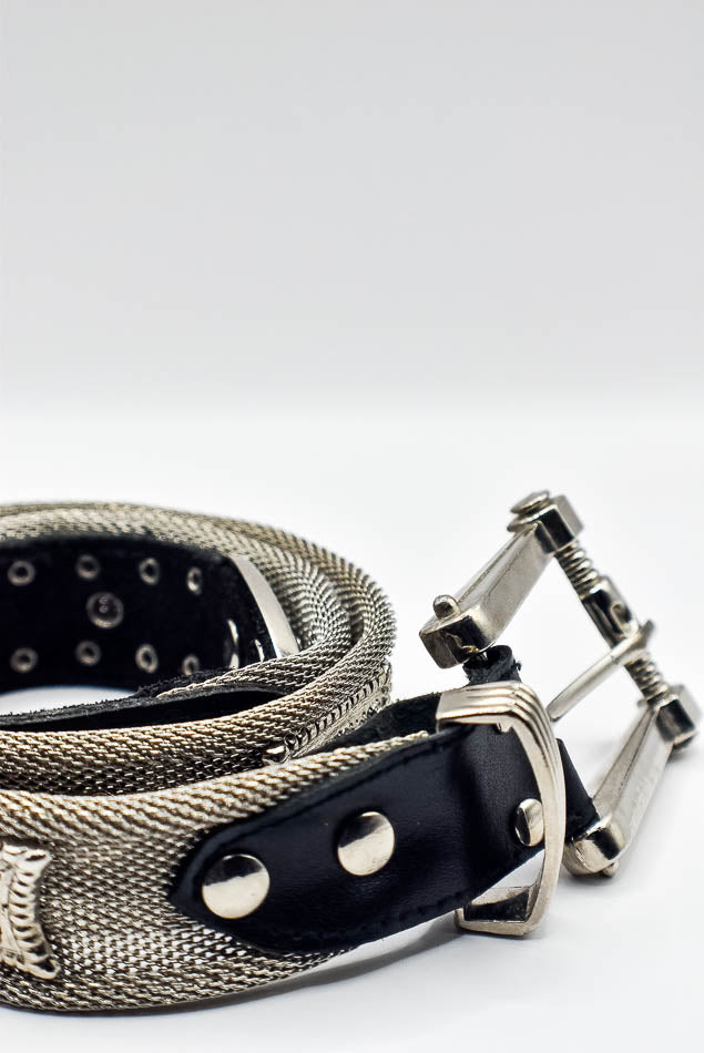 Studded Mesh Belt in Silver
