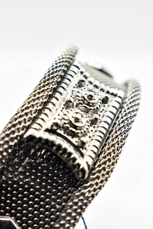 Studded Mesh Belt in Silver