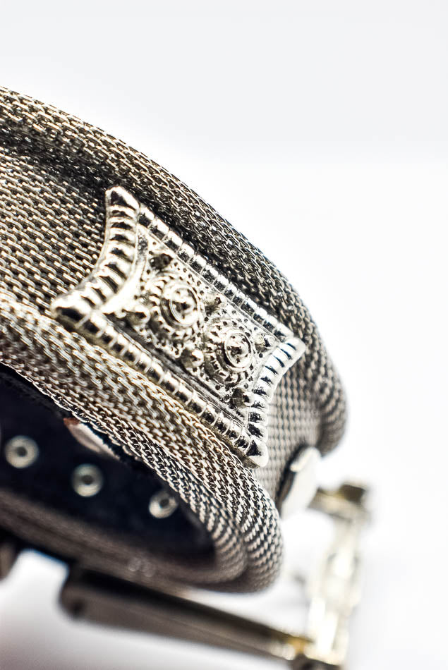 Studded Mesh Belt in Silver
