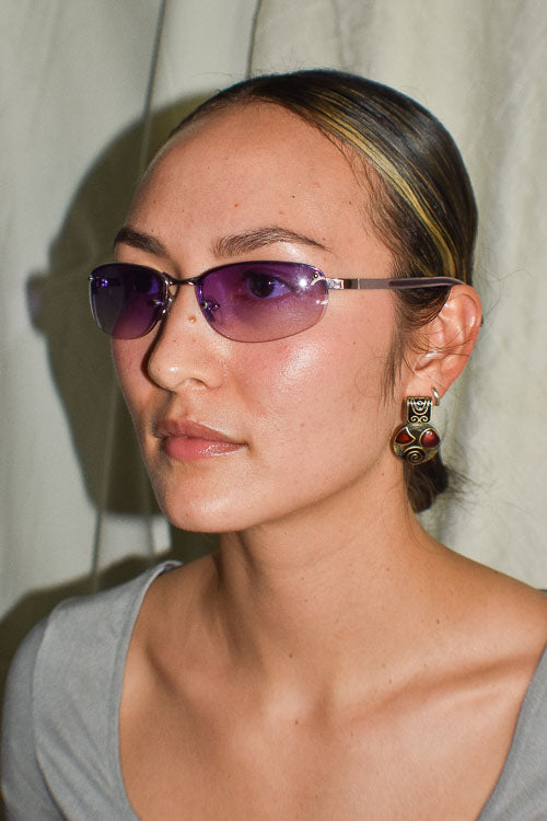 Chic Rimless Sunglasses in Purple